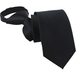 Elfeves Zipper Tie for Big Boys Mens Wedding Solid Color Designer Skinny Pre-tied Neckties