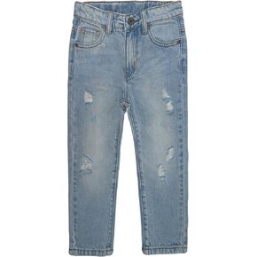 KIDSCOOL SPACE Boys Jeans,Elastic Band Inside Ripped Straight Line Denim Pants in Saudi Arabia