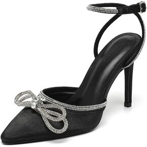 Amoji Women's Stilettos Rhinestone High Heels 4'' Pumps Ankle Strappy for Wedding Party Dressing Dress Shoes 308 in Kuwait