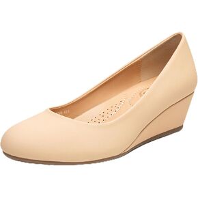 Trary Women's Wedges Pumps Round Toe Mid Heels Comfortable Closed Toe Dressy Shoes Women Pumps Wedge Shoes for Wedding Work Office Party