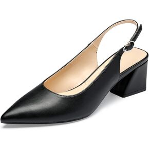 GENSHUO Women's Slingback Closed Toe Block Heel Pumps - 2.36 Inches Office Wedding Party Dress Shoes