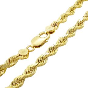 Nuragold 14k الذهب الأصفر 7mm حبل سلسلة الماس قطع قلادة قلادة، مجوهرات رجالي جراد البحر المشبك 20 "22" 24 "26" 28 "30" in Kuwait