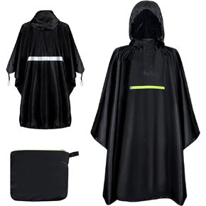 TEUEN Adult Rain Poncho with Hood and 1/4 Zipper, Lightweight Waterproof Unisex Raincoat for Hiking Camping Emergency in Kuwait