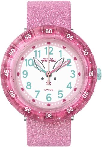 فليك فلاك ساعة يد كوارتز سويسرية بسوار سيليكون من كيدز جاردن ادفنتشر، بينك، 16 ساعة كاجوال (الموديل: ZFCSP095) in Kuwait