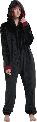 Unpifolov Men and Women Flannel Pajamas Four Magic College Styles Jumpsuit Couple Adult Sportswear Hooded Homewear in Kuwait