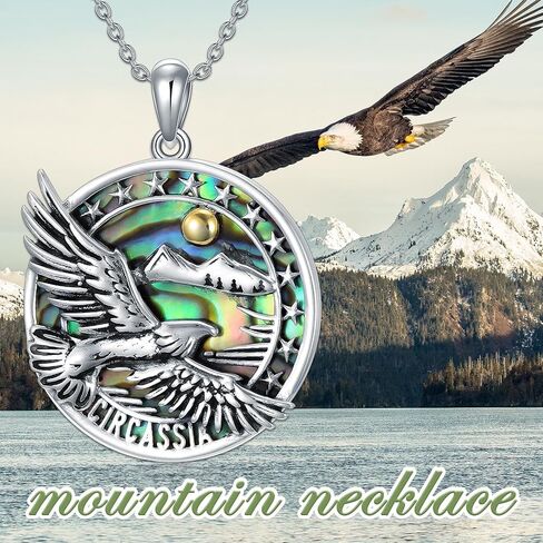 PROESS Eagle Necklace 925 Sterling Silver Mountain with Sun Necklace Camper Gifts Jewelry for Women Men in Saudi Arabia