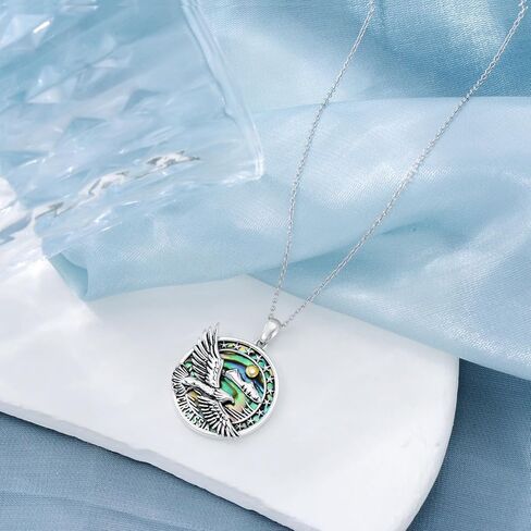 PROESS Eagle Necklace 925 Sterling Silver Mountain with Sun Necklace Camper Gifts Jewelry for Women Men in Saudi Arabia