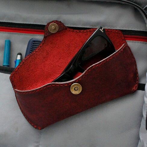 MyMesken Genuine Leather Eyeglasses & Sunglasses Case with Magnetic Snap Closure in Kuwait