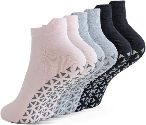 NuAngela Grip Socks Pilates Socks with Grips for Women Non Slip Yoga Socks for Barre Ballet Dance Hospital Barefoot Workout in Kuwait