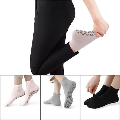 NuAngela Grip Socks Pilates Socks with Grips for Women Non Slip Yoga Socks for Barre Ballet Dance Hospital Barefoot Workout in Kuwait