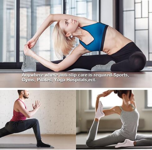 NuAngela Grip Socks Pilates Socks with Grips for Women Non Slip Yoga Socks for Barre Ballet Dance Hospital Barefoot Workout in Kuwait