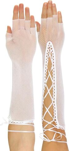 قفازات ToBeInStyle النسائية برباط للمعصم أو الكوع بطول شبكة صيد السمك بدون أصابع لتدفئة الذراع in Kuwait