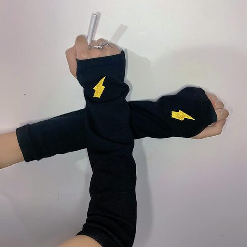 قفازات تدفئة الذراع النسائية القوطي بدون أصابع، قفازات النينجا البانك القمر والشمس البرق والتطريز in Kuwait