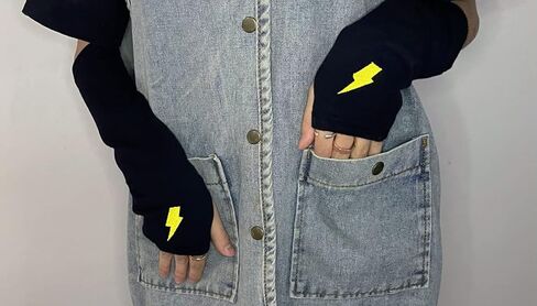 قفازات تدفئة الذراع النسائية القوطي بدون أصابع، قفازات النينجا البانك القمر والشمس البرق والتطريز in Kuwait