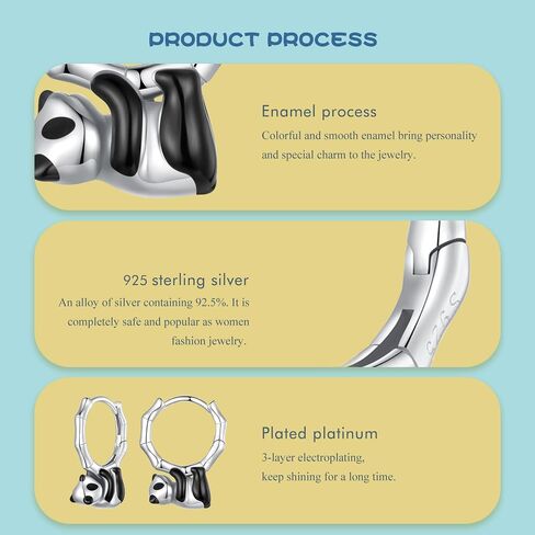 925 Sterling Silver Panda/Dolphin/Cat/Dachshund Hoop Earrings for Girls Cute Animal Earrings Hypoallergenic Small Huggie Earrings Dainty Lightweight Earrings for Women Gift for Her in Saudi Arabia