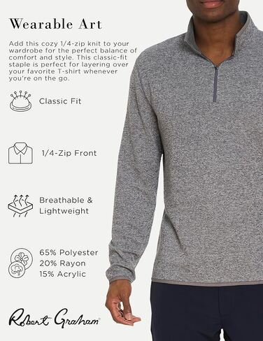 Robert Graham Men’s Cariso Long-Sleeve 1/4-zip Knit Pullover Shirt in Saudi Arabia