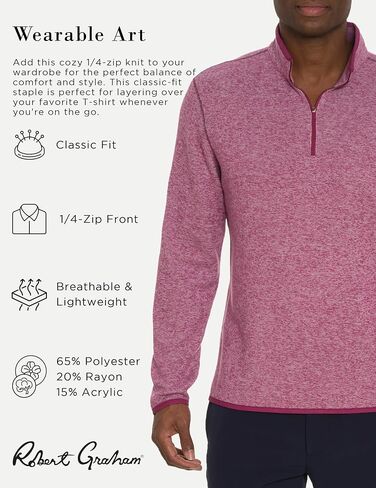 Robert Graham Men’s Cariso Long-Sleeve 1/4-zip Knit Pullover Shirt in Saudi Arabia