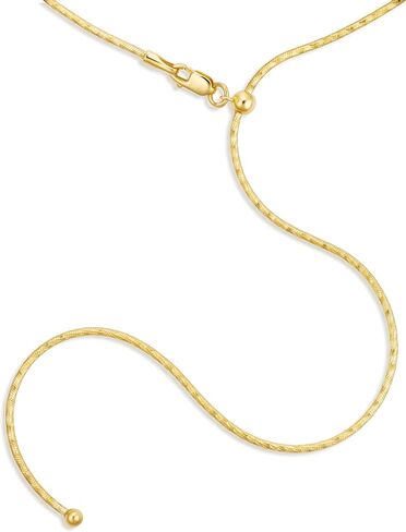 PORI JEWELERS سلسلة ثعبان سحرية من الفضة الإسترلينية عيار 925 أو الذهب الأصفر عيار 18 قيراطًا مع تصميم قلادة بولو قابلة للتعديل - عرض 1.5 ملم - سلسلة منزلقة قابلة للتعديل 14 بوصة - 24 بوصة in Saudi Arabia