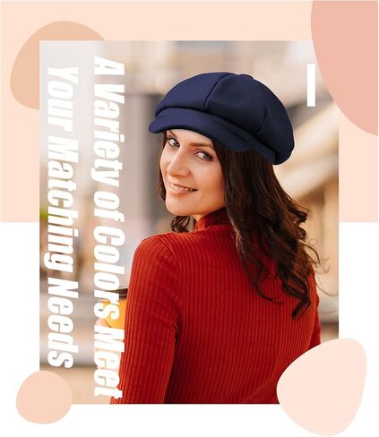 Cindeer 6 Pcs Women Newsboy Cap Warm Wool Visor Beret Hats Soft Newsboy Hats for Women Vintage Baker Boy Hat for Women Girls in Saudi Arabia