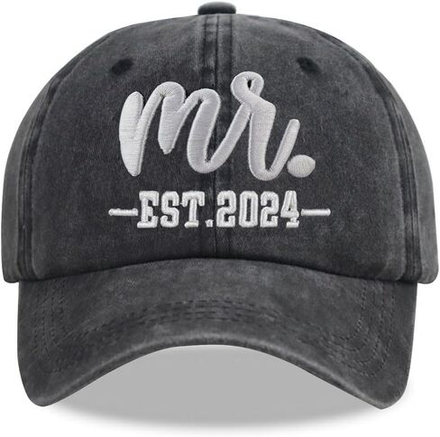 قبعات Mrs Mr EST 2024 للنساء والرجال، قبعة بيسبول مطرزة ثلاثية الأبعاد من القطن المغسول قابلة للتعديل in Kuwait