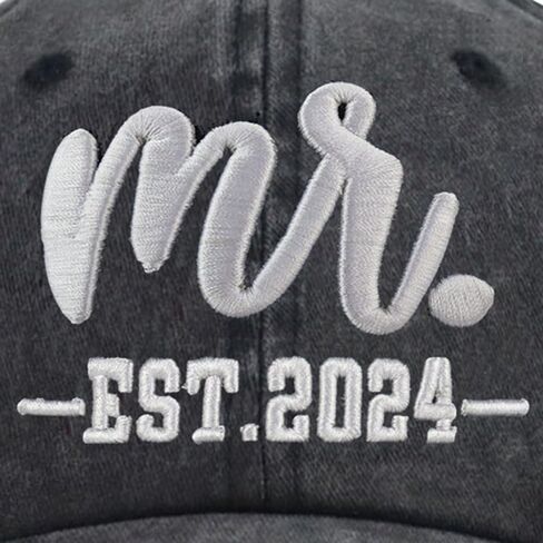 قبعات Mrs Mr EST 2024 للنساء والرجال، قبعة بيسبول مطرزة ثلاثية الأبعاد من القطن المغسول قابلة للتعديل in Kuwait