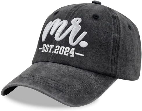 قبعات Mrs Mr EST 2024 للنساء والرجال، قبعة بيسبول مطرزة ثلاثية الأبعاد من القطن المغسول قابلة للتعديل in Kuwait