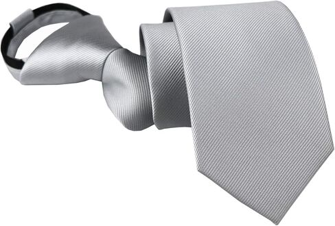 Elfeves Zipper Tie for Big Boys Mens Wedding Solid Color Designer Skinny Pre-tied Neckties in Kuwait