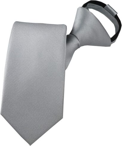 Elfeves Zipper Tie for Big Boys Mens Wedding Solid Color Designer Skinny Pre-tied Neckties in Kuwait