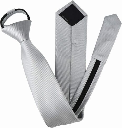 Elfeves Zipper Tie for Big Boys Mens Wedding Solid Color Designer Skinny Pre-tied Neckties in Kuwait