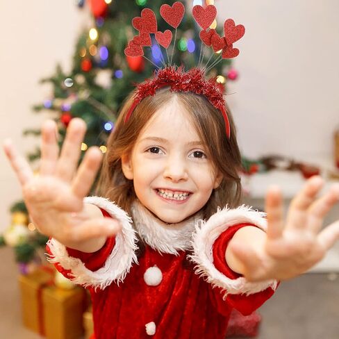 WLLHYF Sequins Heart Headband, Christmas Glitter Heart Hair Band Heart Shape Headband Valentine's Day Red Heart Head Bopper Hair Accessoires for Women Girls(red) in Saudi Arabia