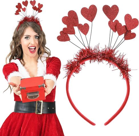 WLLHYF Sequins Heart Headband, Christmas Glitter Heart Hair Band Heart Shape Headband Valentine's Day Red Heart Head Bopper Hair Accessoires for Women Girls(red) in Saudi Arabia