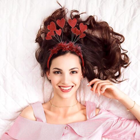 WLLHYF Sequins Heart Headband, Christmas Glitter Heart Hair Band Heart Shape Headband Valentine's Day Red Heart Head Bopper Hair Accessoires for Women Girls(red) in Saudi Arabia