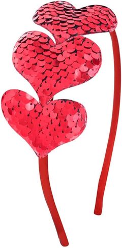 شريط راس لامع على شكل قلب لعيد الحب مزين بالترتر الاحمر لعيد الحب اكسسوارات شعر للبنات والنساء لحفلات اعياد الميلاد ورأس السنة الجديدة وحفلات الزفاف in Kuwait