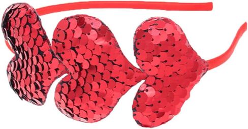 شريط راس لامع على شكل قلب لعيد الحب مزين بالترتر الاحمر لعيد الحب اكسسوارات شعر للبنات والنساء لحفلات اعياد الميلاد ورأس السنة الجديدة وحفلات الزفاف in Kuwait