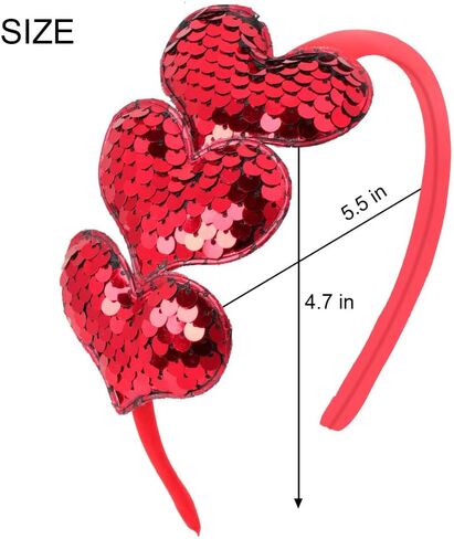 شريط راس لامع على شكل قلب لعيد الحب مزين بالترتر الاحمر لعيد الحب اكسسوارات شعر للبنات والنساء لحفلات اعياد الميلاد ورأس السنة الجديدة وحفلات الزفاف in Kuwait
