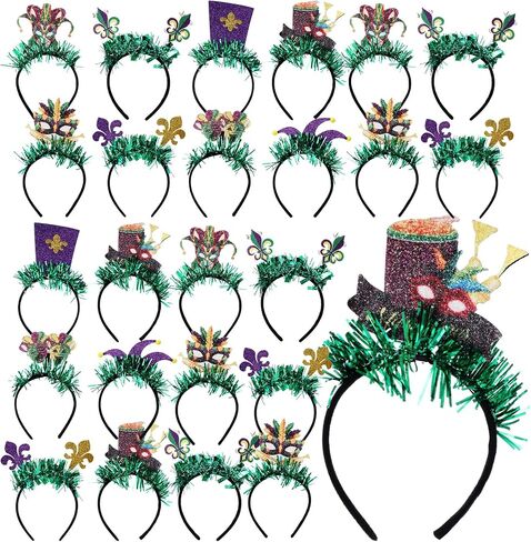Hotop 24 Pieces Mardi Gras Party Favor Bulk 2024 Mardi Gras Deco Carnival Headbands for Kids Adult Women Men Mardi Gras Party Decoration in Saudi Arabia
