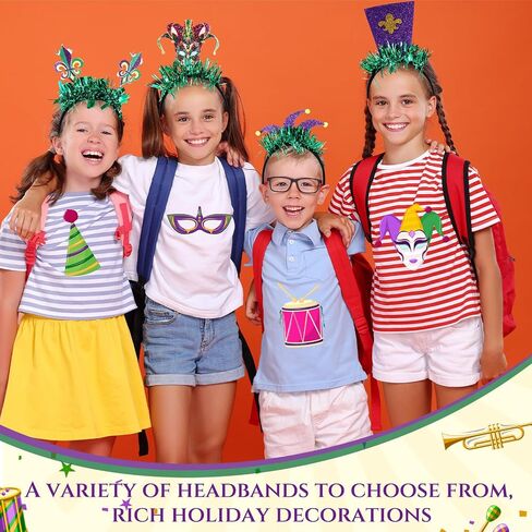 Hotop 24 Pieces Mardi Gras Party Favor Bulk 2024 Mardi Gras Deco Carnival Headbands for Kids Adult Women Men Mardi Gras Party Decoration in Saudi Arabia
