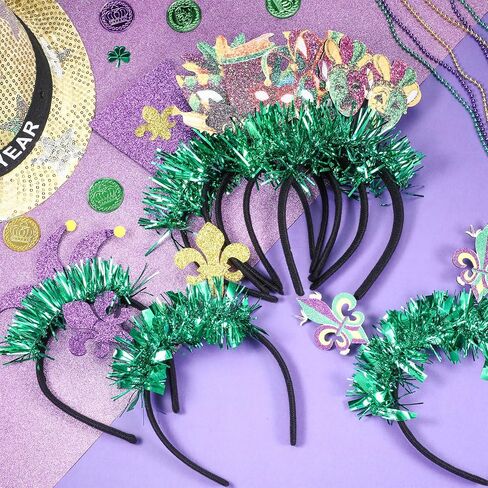 Hotop 24 Pieces Mardi Gras Party Favor Bulk 2024 Mardi Gras Deco Carnival Headbands for Kids Adult Women Men Mardi Gras Party Decoration in Saudi Arabia