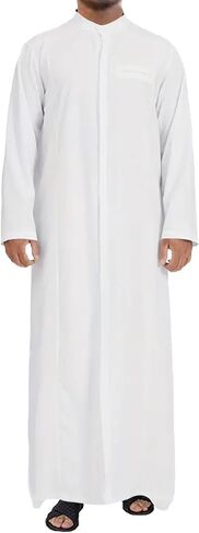 YAOHUOLE Kaftan for Men Long Sleeve Muslim Thobe for Men Button down Men Kaftan Thobe in Saudi Arabia