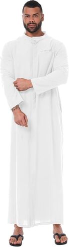 YAOHUOLE Kaftan for Men Long Sleeve Muslim Thobe for Men Button down Men Kaftan Thobe in Saudi Arabia