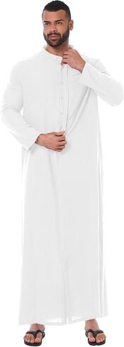 YAOHUOLE Kaftan for Men Long Sleeve Muslim Thobe for Men Button down Men Kaftan Thobe in Saudi Arabia
