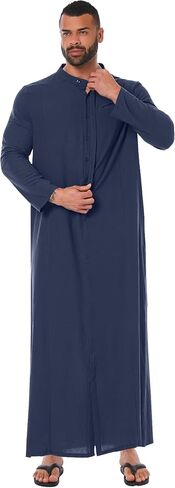 YAOHUOLE Kaftan for Men Long Sleeve Muslim Thobe for Men Button down Men Kaftan Thobe in Saudi Arabia