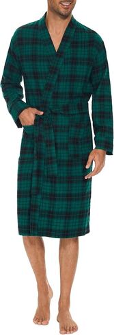 Men's Flannel Robe Knee Length Plaid Bathrobe in Saudi Arabia