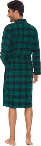 Men's Flannel Robe Knee Length Plaid Bathrobe in Saudi Arabia