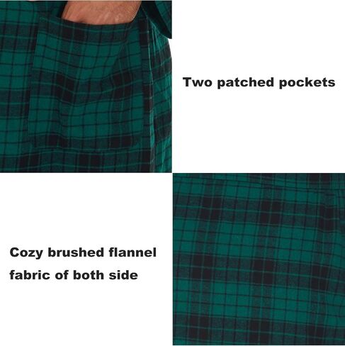 Men's Flannel Robe Knee Length Plaid Bathrobe in Saudi Arabia