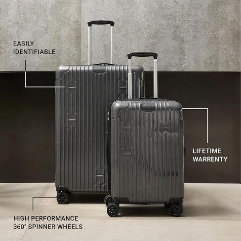 Aroma360 Hotel Collection - Durable Polycarbonate Expandable 20 inch Carry-On Luggage - High Performance 360° Spinner Wheels - Built-In Digital Weight Scale and TSA-Approved Lock - Black in Saudi Arabia