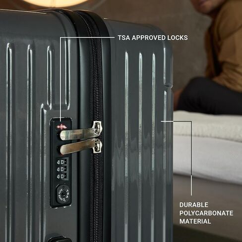 Aroma360 Hotel Collection - Durable Polycarbonate Expandable 20 inch Carry-On Luggage - High Performance 360° Spinner Wheels - Built-In Digital Weight Scale and TSA-Approved Lock - Black in Saudi Arabia