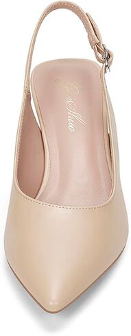 GENSHUO Women's Slingback Closed Toe Block Heel Pumps - 2.36 Inches Office Wedding Party Dress Shoes in Kuwait