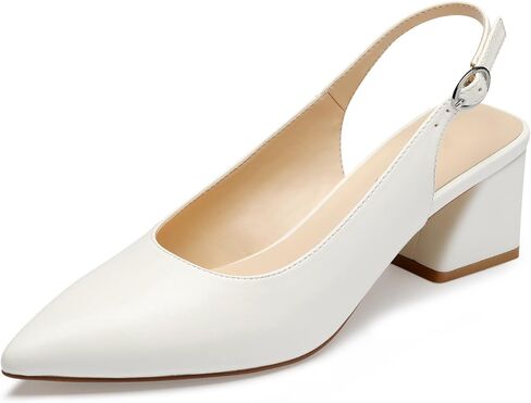 GENSHUO Women's Slingback Closed Toe Block Heel Pumps - 2.36 Inches Office Wedding Party Dress Shoes in Kuwait