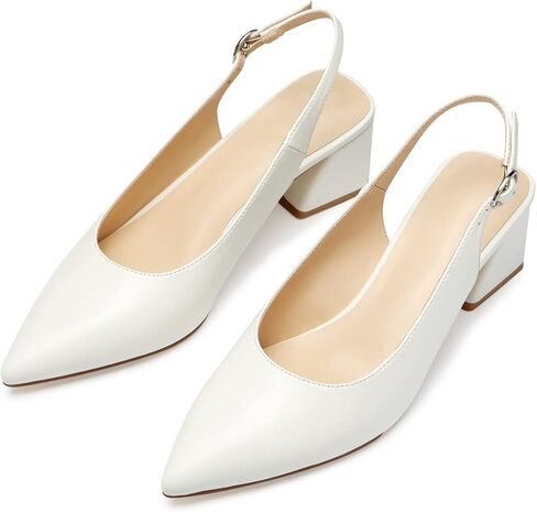GENSHUO Women's Slingback Closed Toe Block Heel Pumps - 2.36 Inches Office Wedding Party Dress Shoes in Kuwait